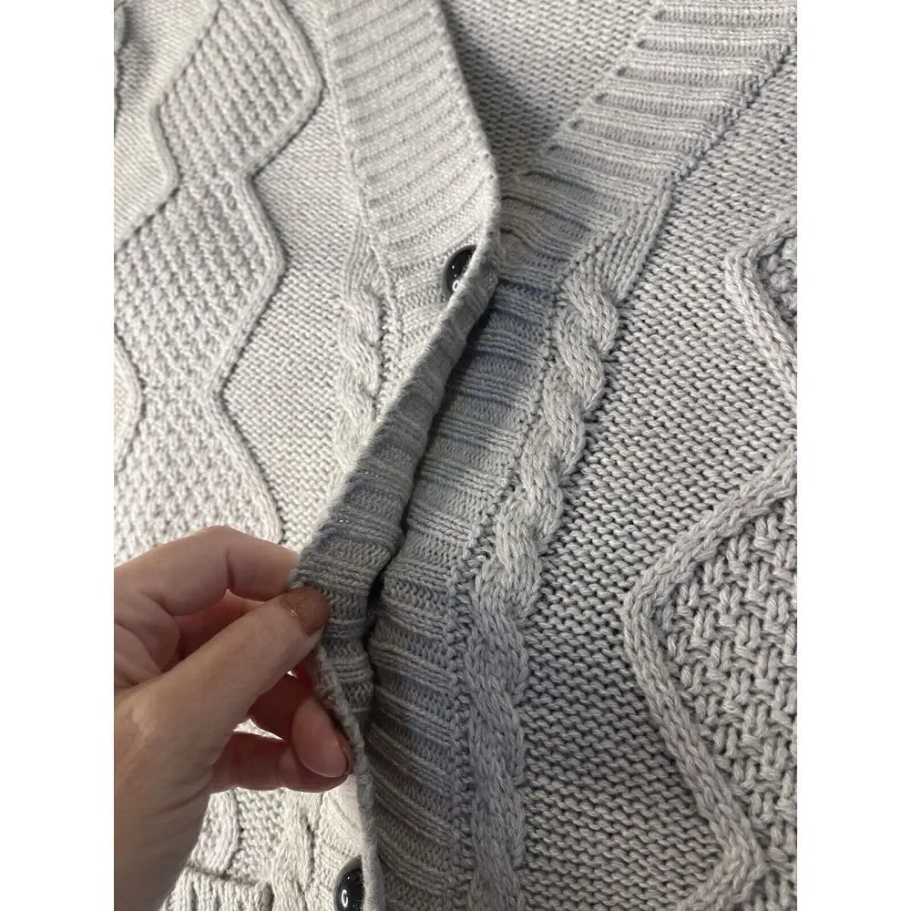 Venus Cardigan Sweater Women 2X  Long Line‎ Black Button V Neck Heather Gray